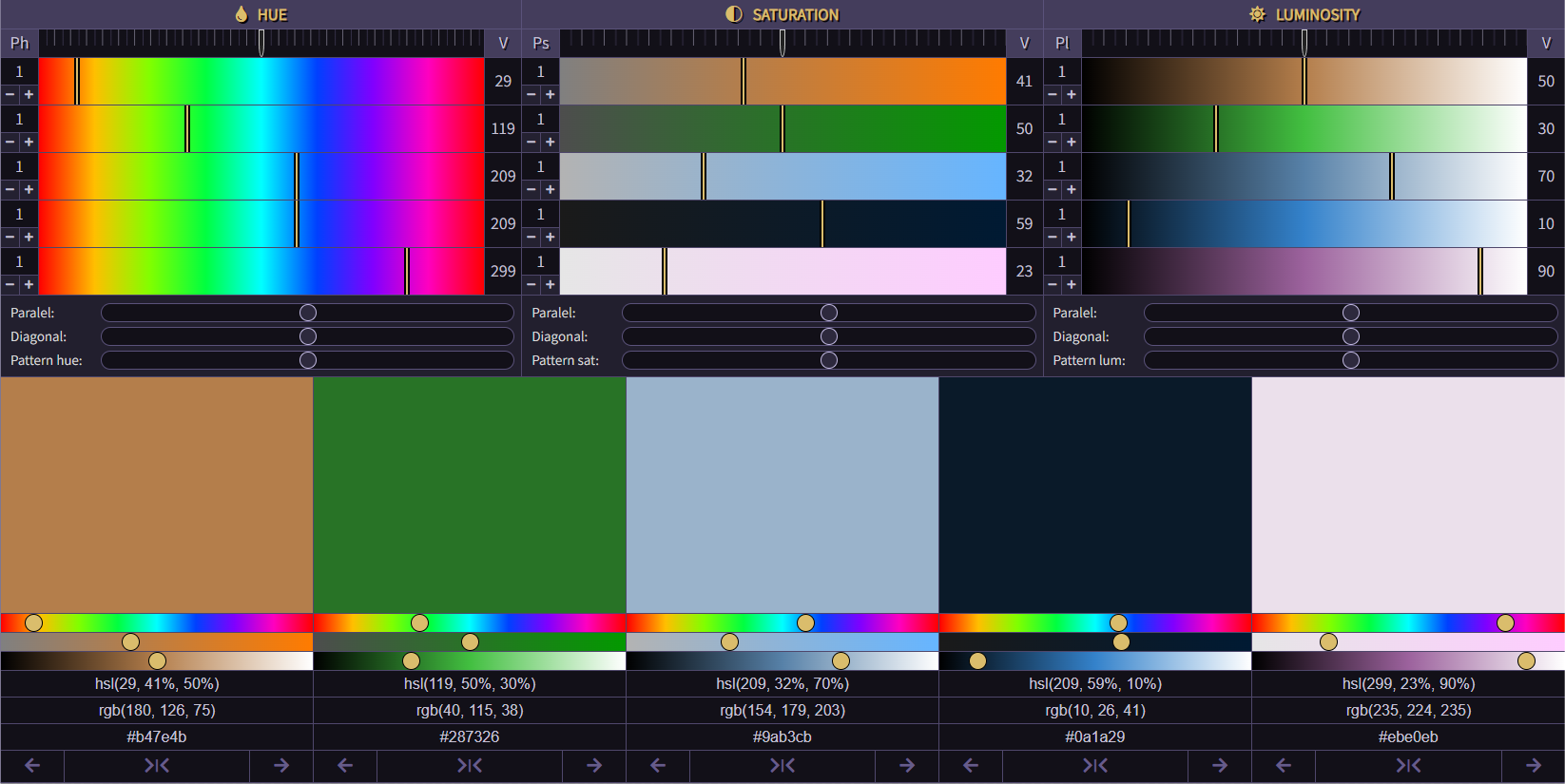 sort hue align button