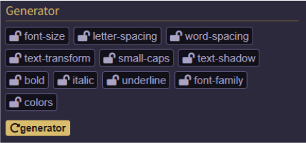 font generator buttons